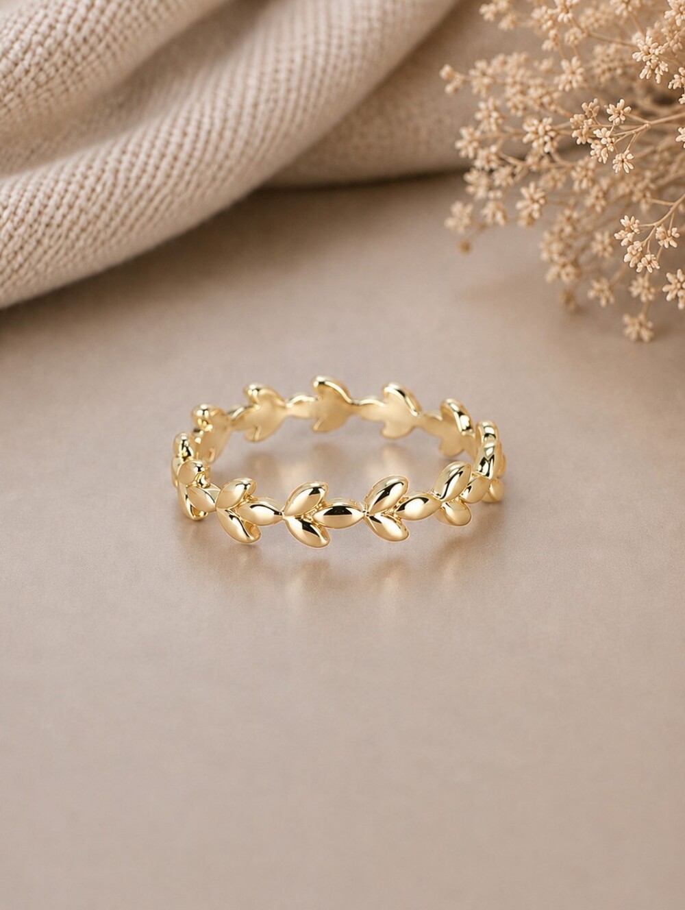 Gold Leaf Band Ring - Women Jewelry